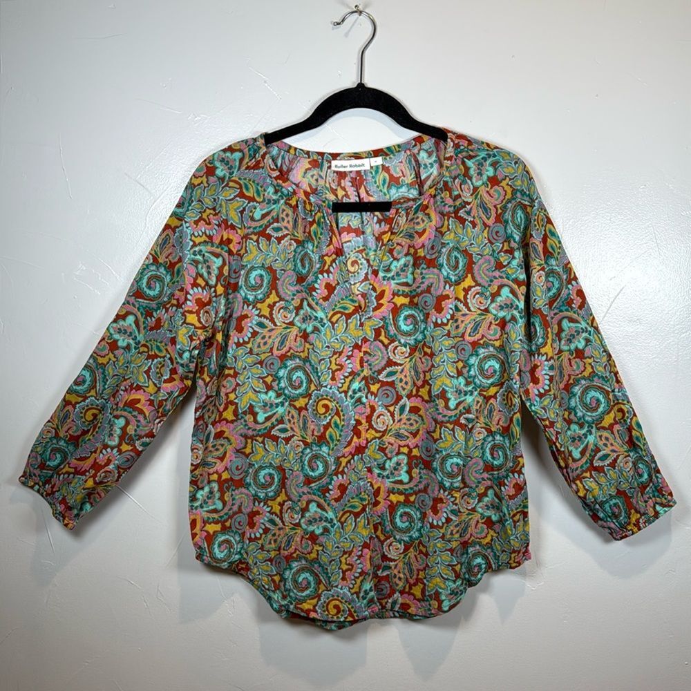Roller Rabbit Floral Bohemian Top Size Medium